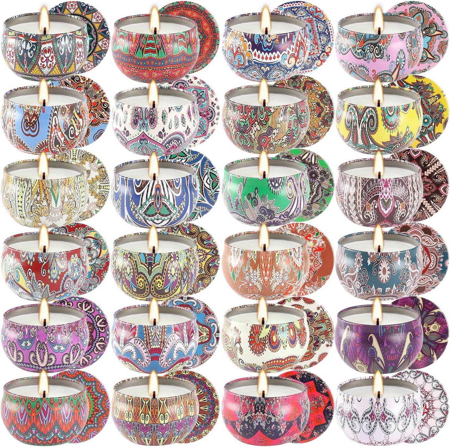 Scented Candles - 2.5 oz Aromatherapy Candle Gift Sets - Soy Wax with Essential Oil -Wonderful Gifts for Women Mother Friends Coworkers, 24 Pack