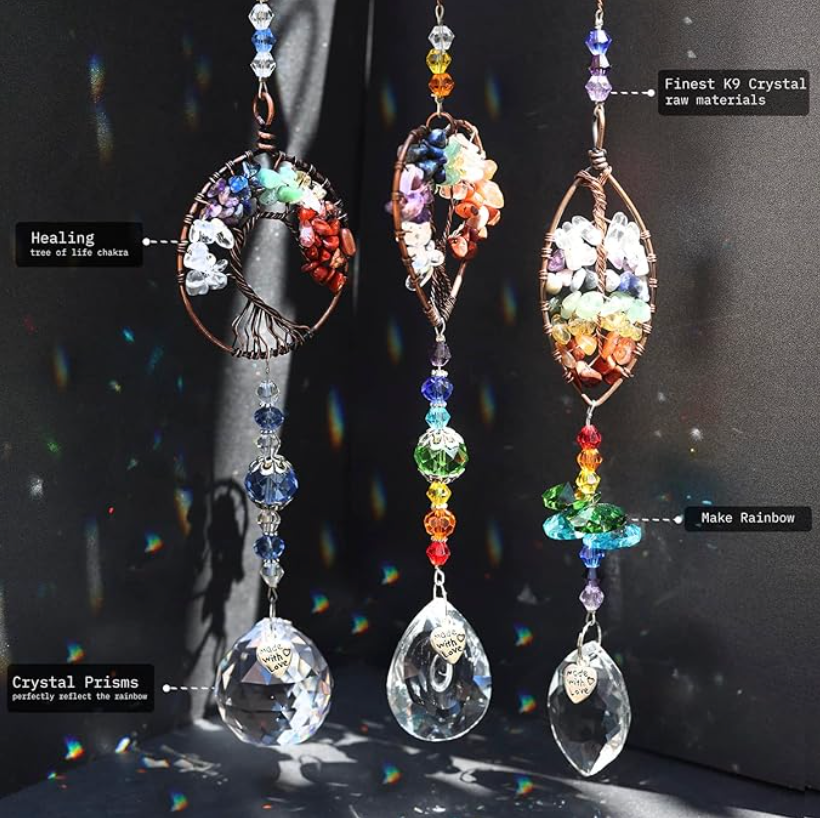 3 Set of Crystal Sun Catchers. Increase the Vividness and Brightness with these gorgeous designs.