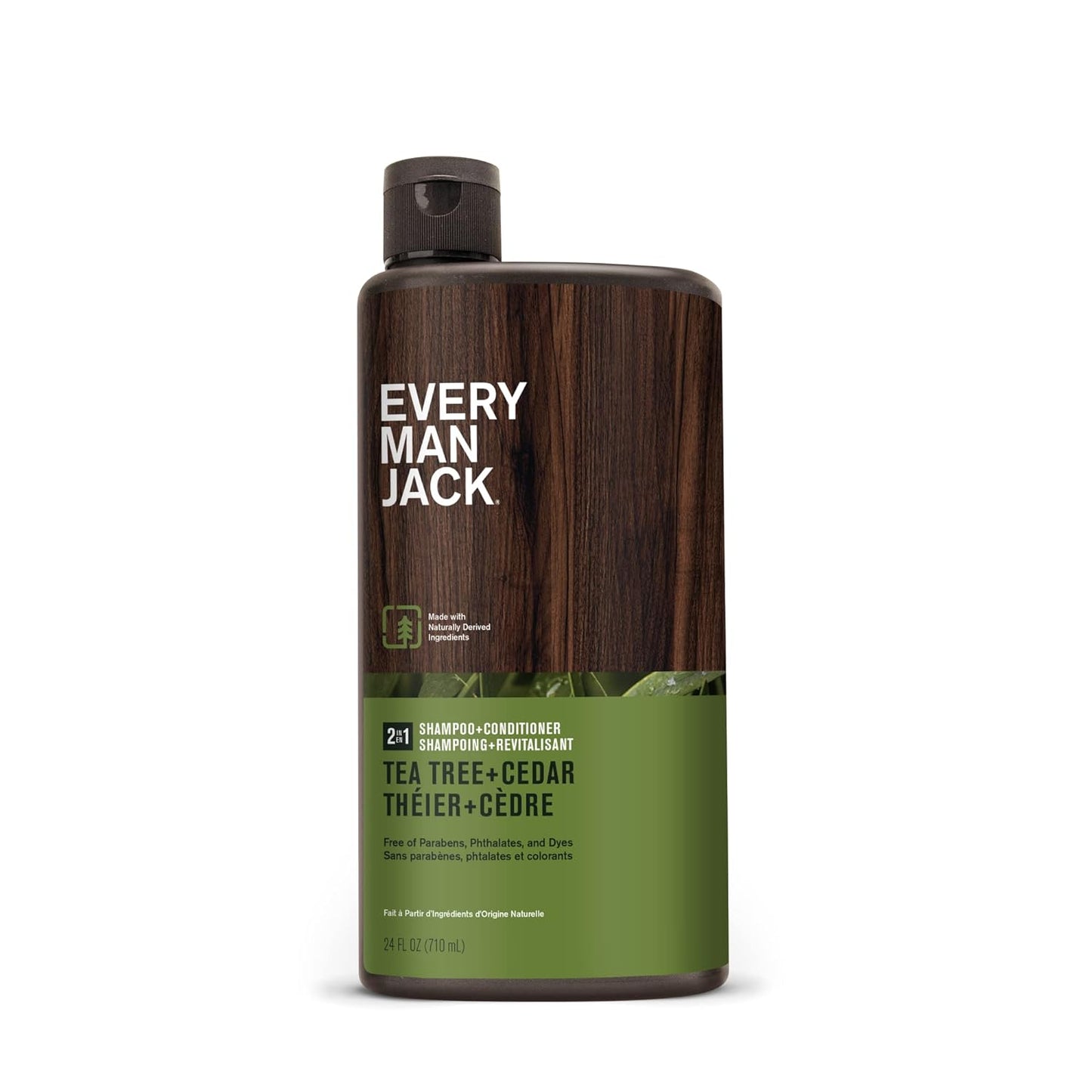 Every Man Jack 2-in-1 Daily Men's Shampoo + Conditioner / Tea Tree + Cedar / Naturally Derived and No Harmful Chemicals -24oz