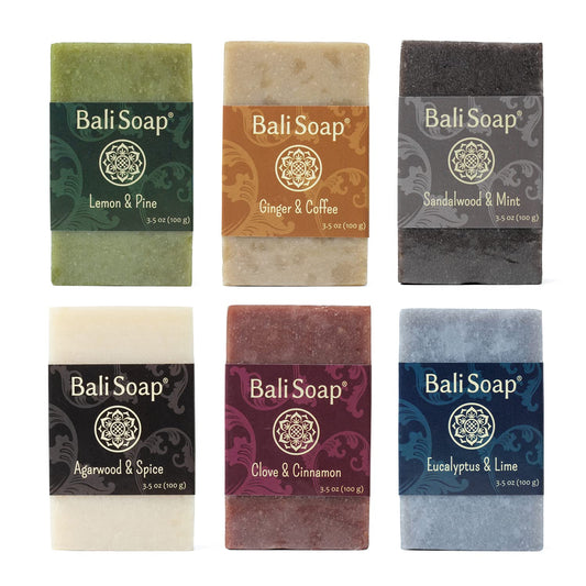 Bali Soap - Masculine Collection Natural Soap Bar Gift Set, 6 pc Variety Pack