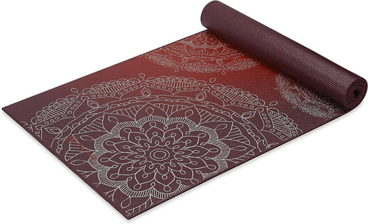 red Gaiam Yoga Mat - Premium 6mm Print Extra Thick Non Slip Exercise & Fitness Mat for All Types of Yoga, Pilates & Floor Workouts (68"L x 24"W x 6mm Thick)